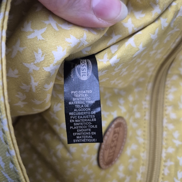 Fossil Key-Per Vintage Crossbody Bag Coated Canvas Tree Bird Nature Print Y2K - Picture 12 of 13